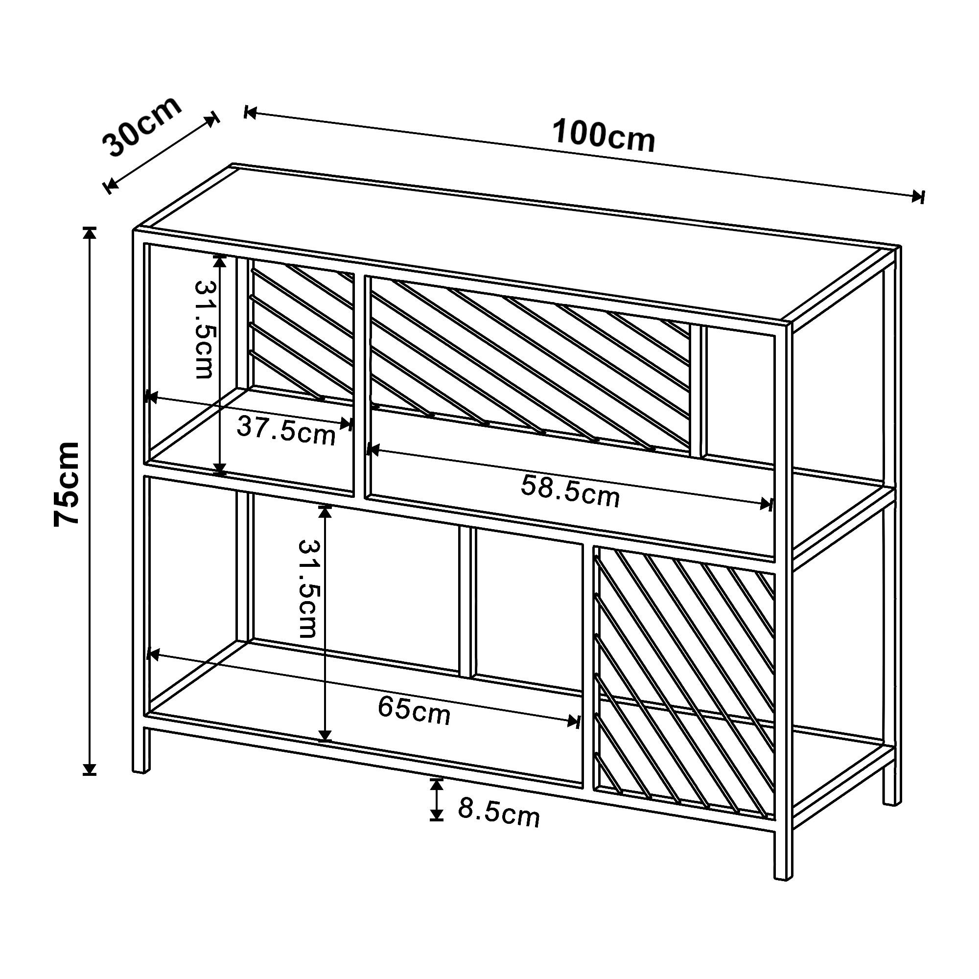 BEISTELLTISCH Övertorneå - Eichefarben/Schwarz, Holzwerkstoff/Metall (100/30/75cm) - [en.casa]