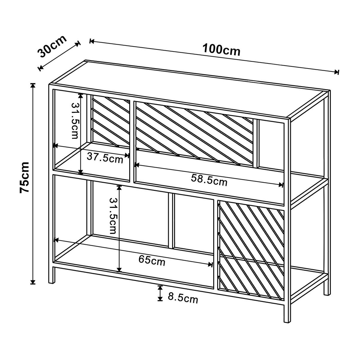 BEISTELLTISCH Övertorneå - Eichefarben/Schwarz, Holzwerkstoff/Metall (100/30/75cm) - [en.casa]