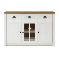 SIDEBOARD weiß Pinie, Eiche hell Landhaus, Kommode 130 x 86 cm - Eichefarben/Schwarz, Holzwerkstoff/Metall (130/86/43cm) - Furn.Design
