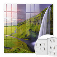 SCHLÜSSELBOX Weiß 30x30 cm – Türöffnung nach rechts - Bergwasserfall - Grün, Metall (30/30/5cm) - TULUP