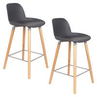 BARHOCKER Albert Kuip Rückenlehne 65 cm Dunkelgrau - 2 er Set - Grau, Kunststoff (45/89/47.5cm) - Zuiver