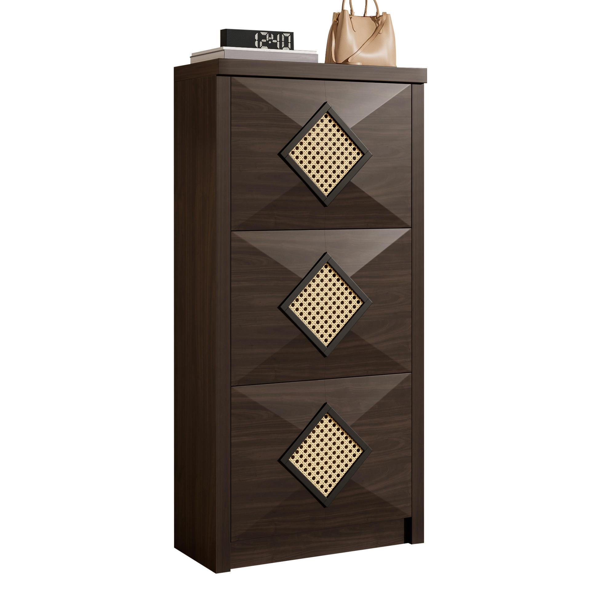 SCHUHSCHRANK 54/25/115 cm braun aus PB mit 3 Klappfächern - Naturfarben, Holzwerkstoff (54/115/25cm) - OKWISH