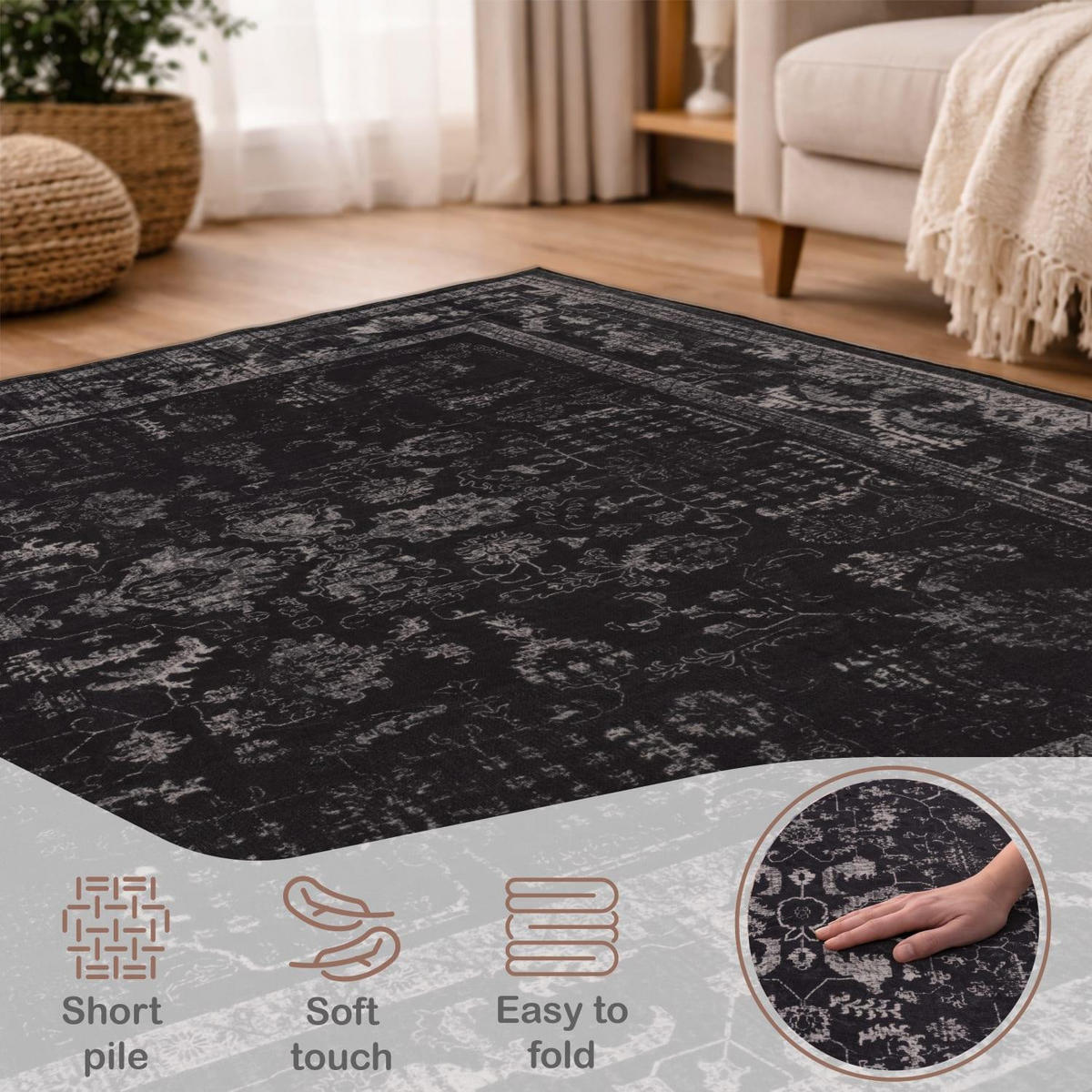 KURZFLOR-TEPPICH SEMER 427 ANTHRAZIT 160X220 - Anthrazit, Kunststoff (160/220cm) - Paco Home