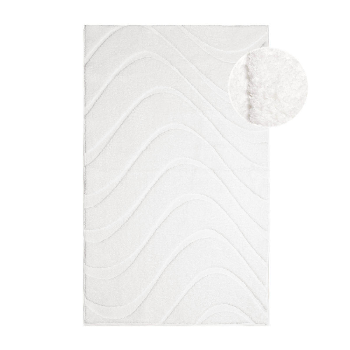BADTEPPICH Waschbar Bath Waves 400 Weiß 40x60 cm - Weiß, Textil (40/60cm) - carpet city