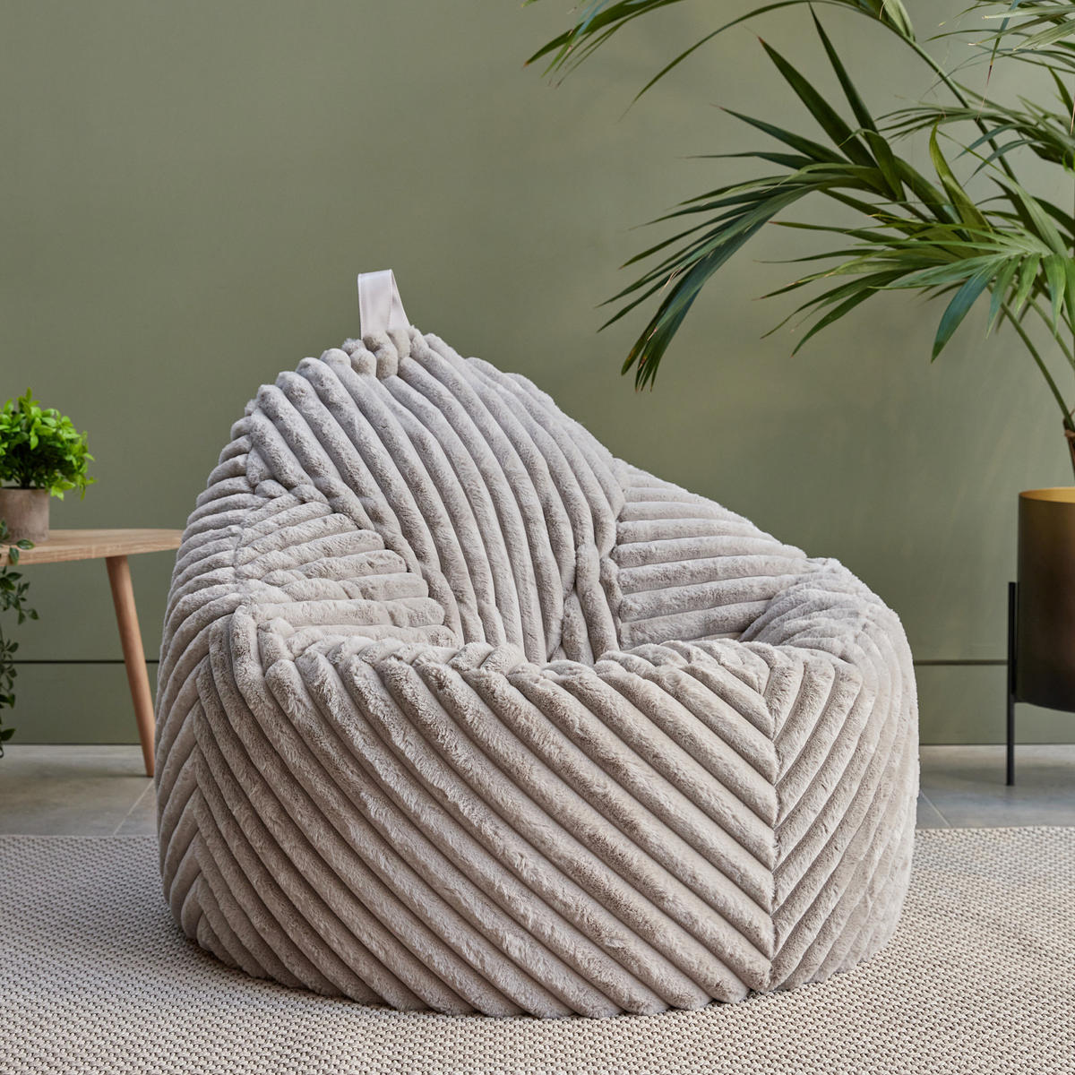 SITZSACK Sessel Kokon aus Kunstfell Cord - Grau, Kunststoff/Textil (87/73/73cm) - icon