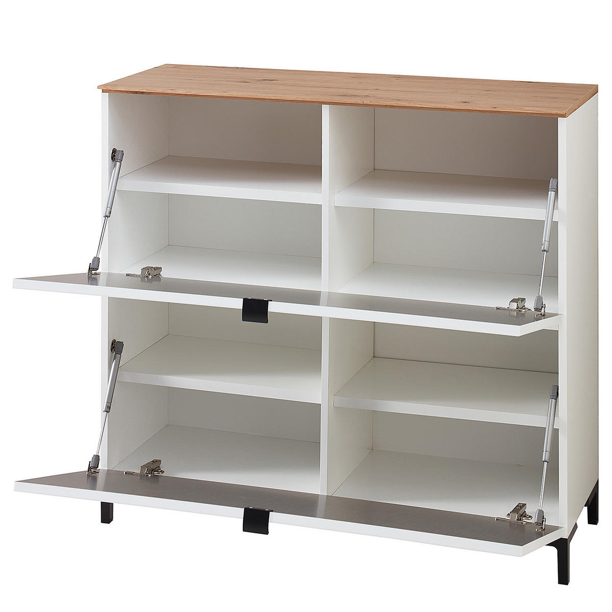 HÄNGE-SCHUHKIPPER - Schwarz/Weiß, Holzwerkstoff/Metall (100/84/37cm) - home24