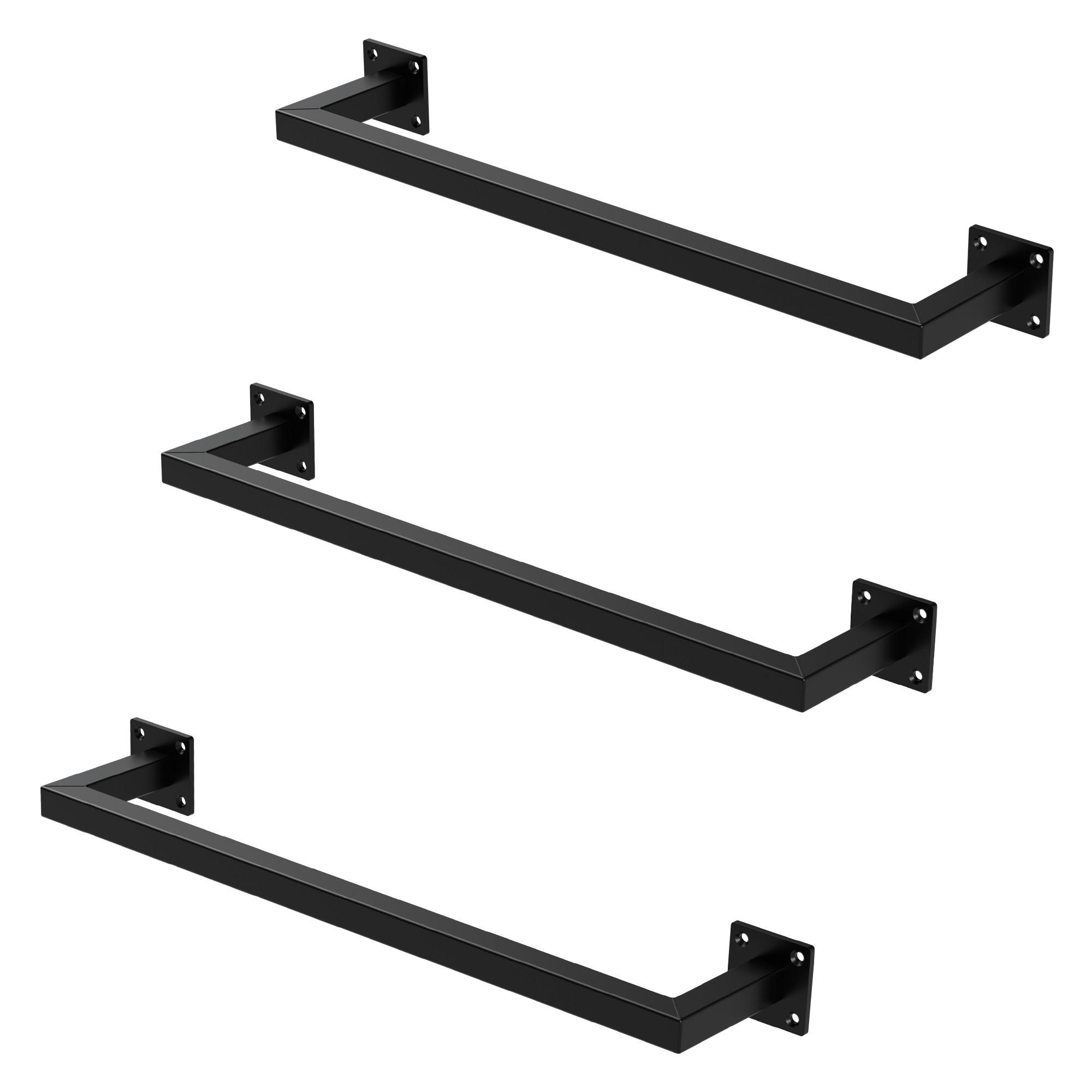 ML-DESIGN VĚŠÁK NA OBLEČENÍ, sada 3 ks, obdélníkový, V 12 cm x Š 60 cm, černý, z oceli, ve tvaru U
