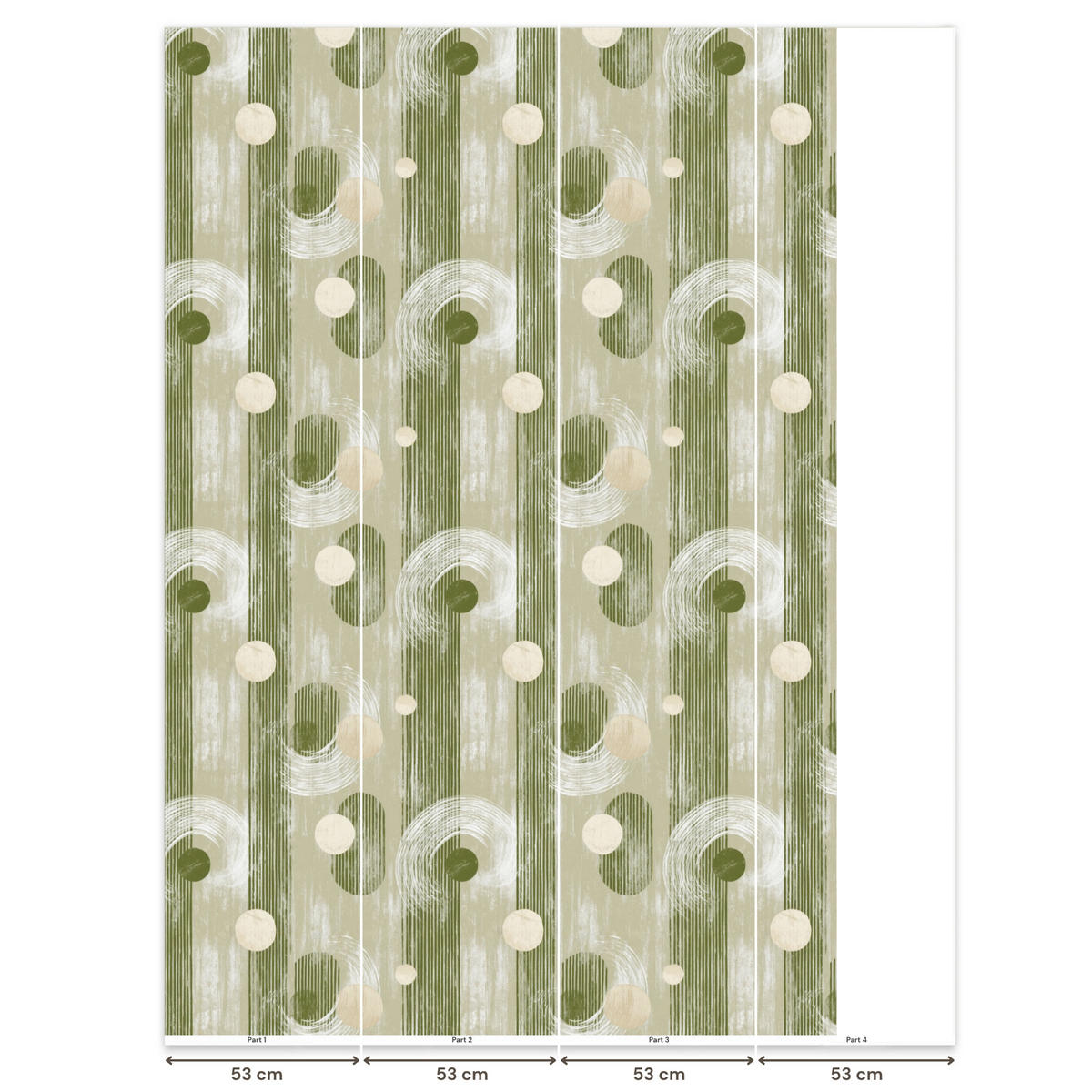 TAPETE - Künstlerisch - Modern - Grün - 180x280 cm - Olivgrün, Papier (180/280cm) - OnlyWow