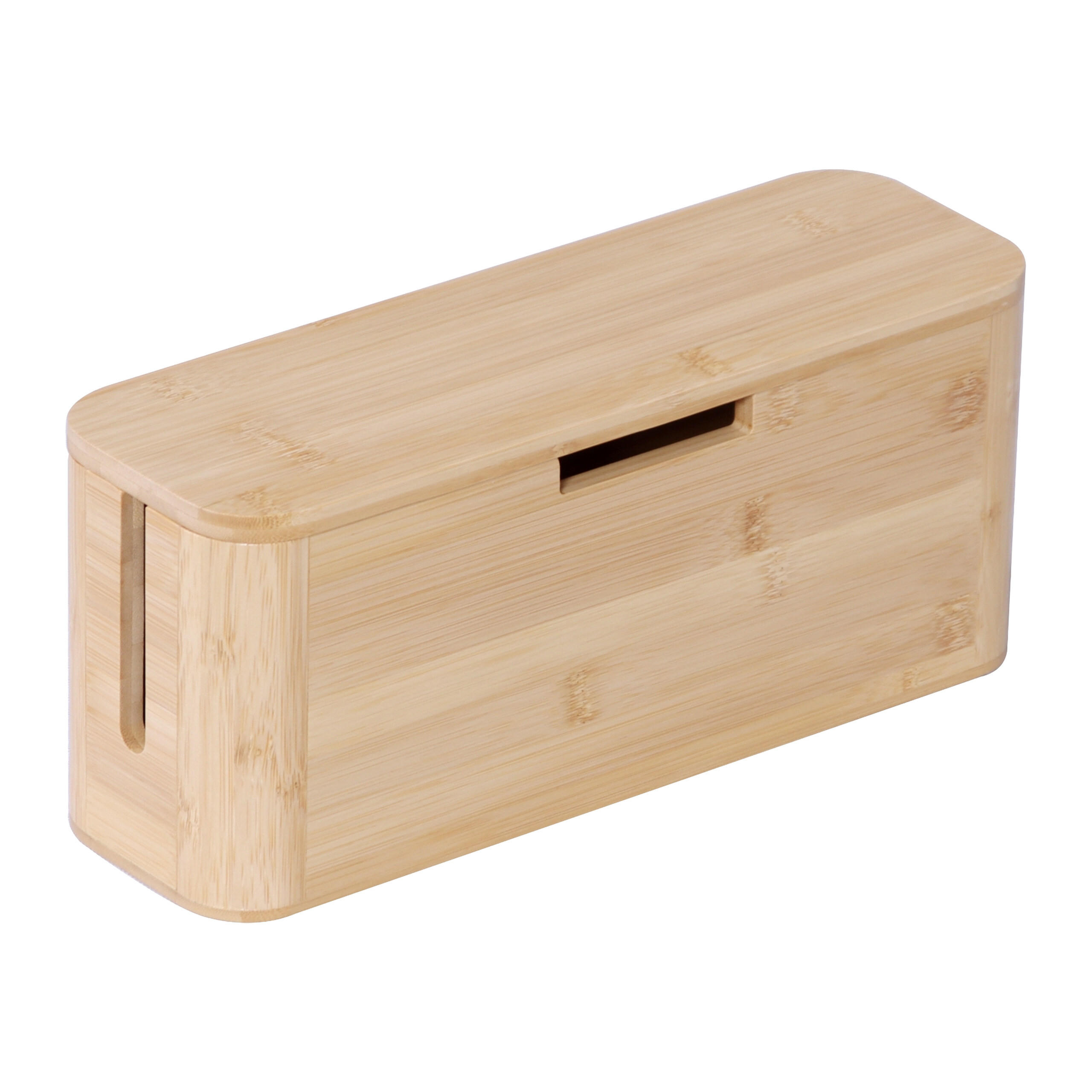 Relaxdays ORGANIZÉR přírodní bambus na kabely magnetické víko 34 cm