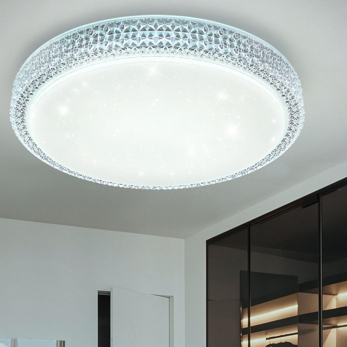 LED DECKENLEUCHTE Metall Kristalloptik Weiß - Klar, Metall (40/40/8.5cm)