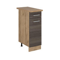 KÜCHENUNTERSCHRANK R-Line Edelgrau 30 cm , AP Eiche - Honigeiche/Eiche Wotan, Holzwerkstoff (30/81.6/60cm) - Vicco