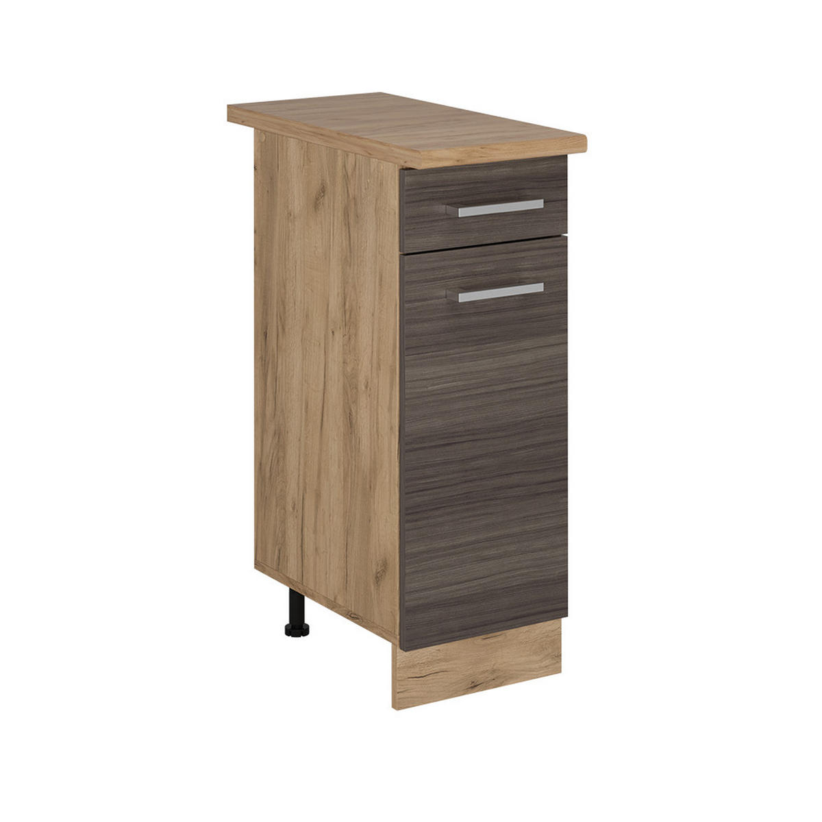 KÜCHENUNTERSCHRANK R-Line Edelgrau 30 cm , AP Eiche - Honigeiche/Eiche Wotan, Holzwerkstoff (30/81.6/60cm) - Vicco