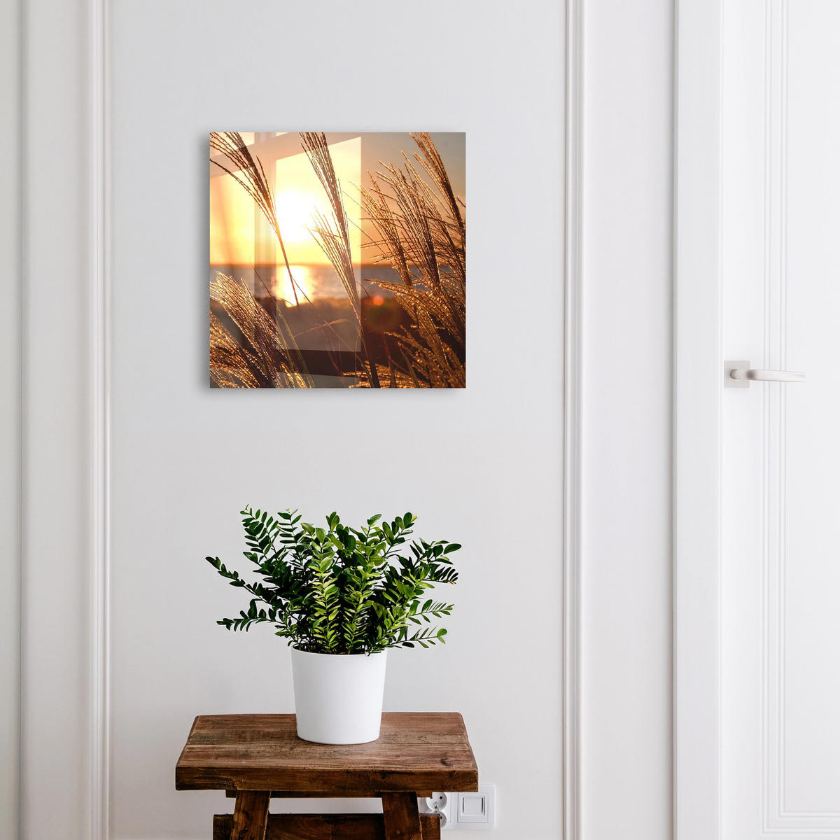 SCHLÜSSELBOX Schwarz 30x30 cm- Türöffnung nach rechts - Sonnenuntergang - Orange, Metall (30/30/5cm) - TULUP