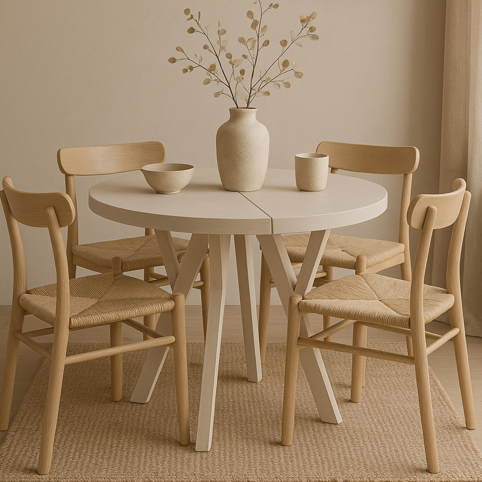 ESSTISCH Runder Ausziehbarer PERO 110/210 Kaschmir / Weiß - Kaschmir/Weiß, Holz (110/210/77cm) - Dekori_Interiors