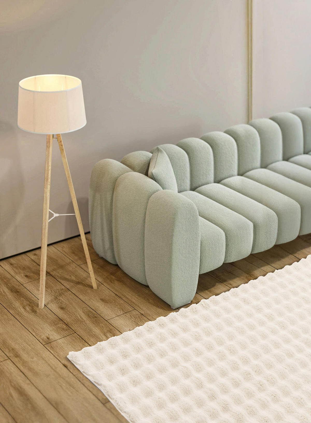 TEPPICH ultraweich mit Relief-Effekt Beige - Beige, Textil (80/150cm) - AFK Living