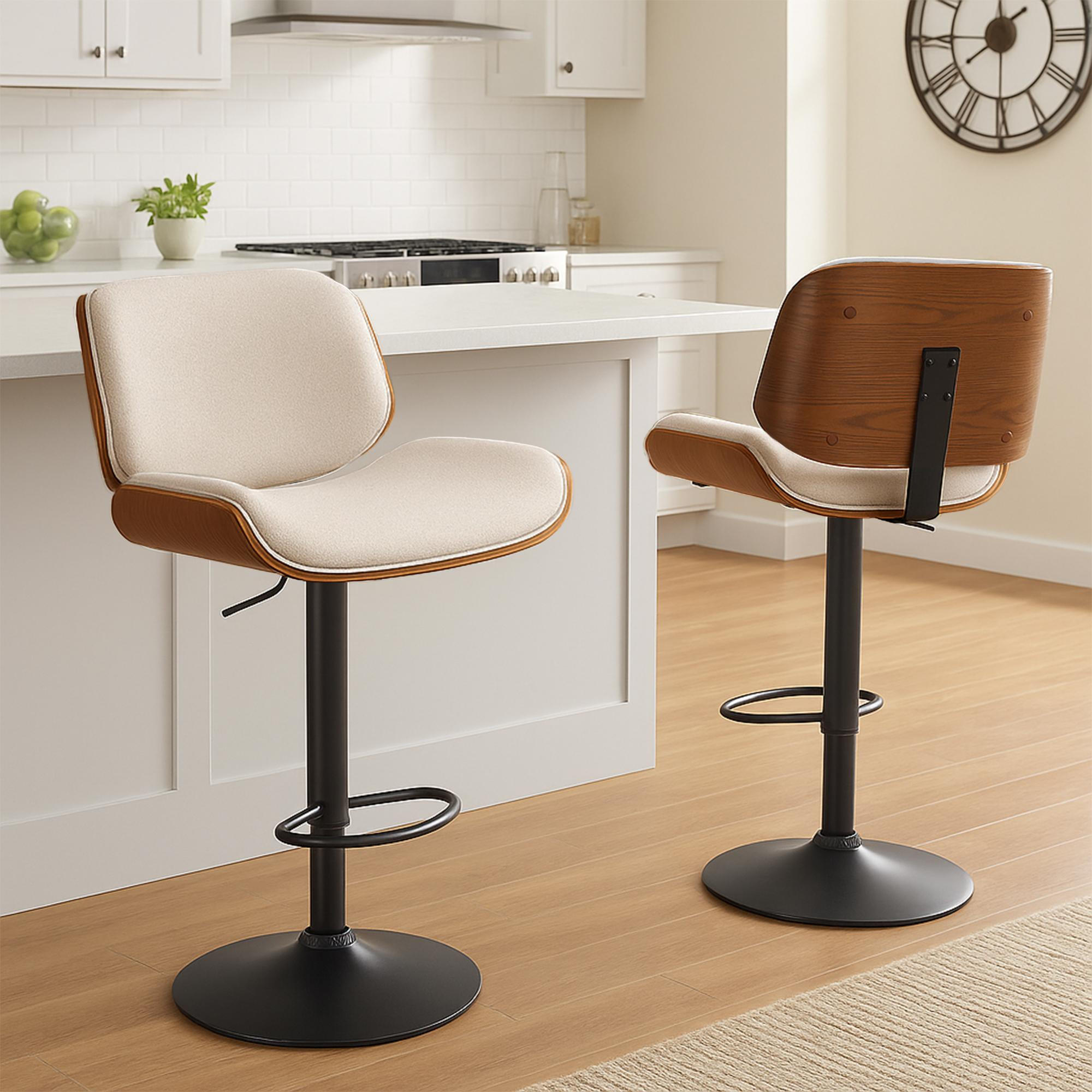BARHOCKER Stoff Walnuss/Creme - Walnussfarben/Creme, Textil/Metall (55/93/51cm) - CLP