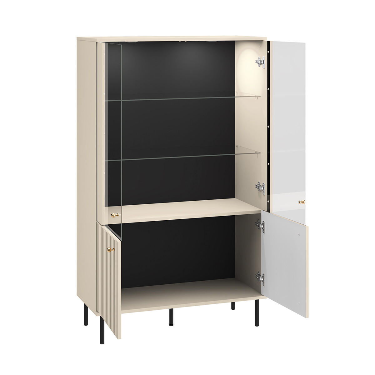 VITRÍNA Nova Béžová - béžová, kompozitní dřevo (92/151/40cm) - Petits-meubles