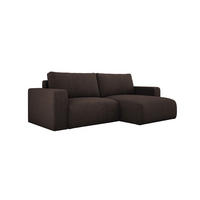 ECKSOFA Carl L-förmig Schlaffunktion und Bettkasten weicher Cordstoff flexibel stellbar lose Rückenkissen freistehend RECHTS 247x143x83cm Dark brown - Dunkelbraun, Holz/Textil (247/143cm) - DomoHome