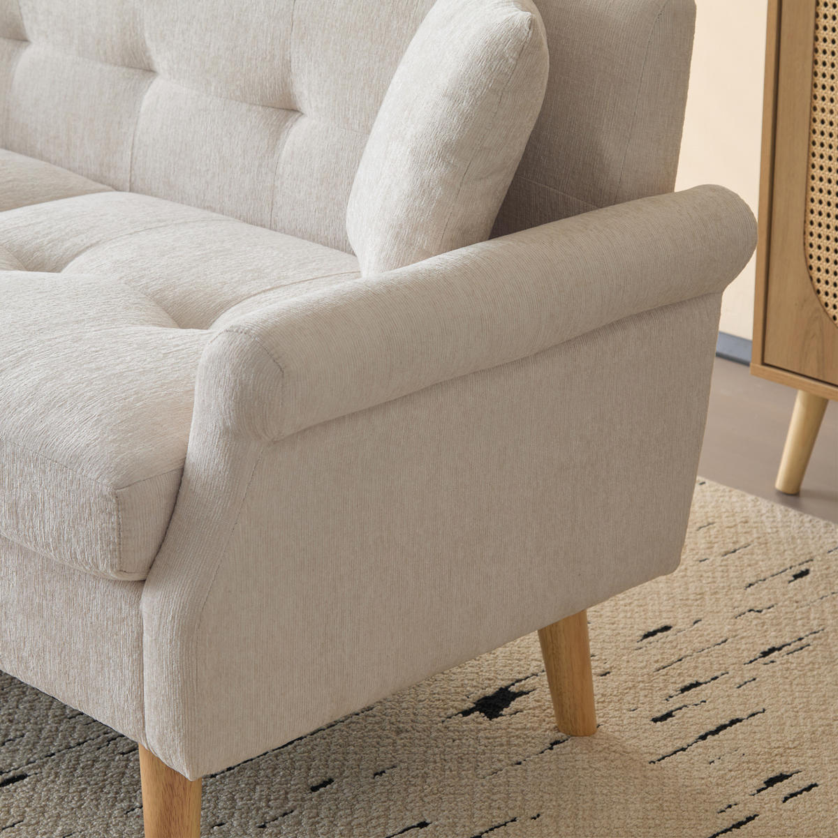SOFA 2-Sitzer 162 x 74 x 77 cm Chenille Beige - Beige, Kunststoff (162/77/74cm) - Meubliv