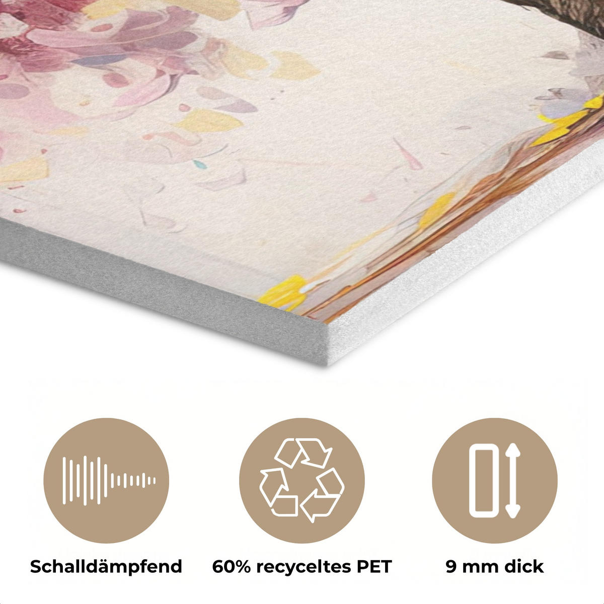AKUSTIKPANEEL Aquarell - Baum - Kunst - Abstrakt 70x100 cm - Multicolor, Textil (70/0.9/100cm) - MuchoWow