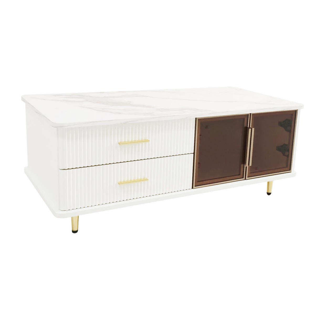 COUCHTISCH 100/50/40 cm in Weiß aus Spanplatte mit LED - Weiß, Holzwerkstoff (100/50/40cm) - OKMYHOME