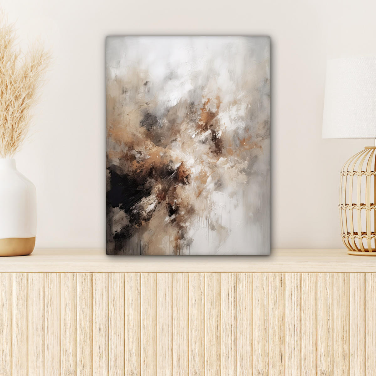 LEINWANDBILD - Farbe - Abstrakt - Beige - Kunst - 30x40 - Bilder - Greige, Textil (30/40cm) - MuchoWow