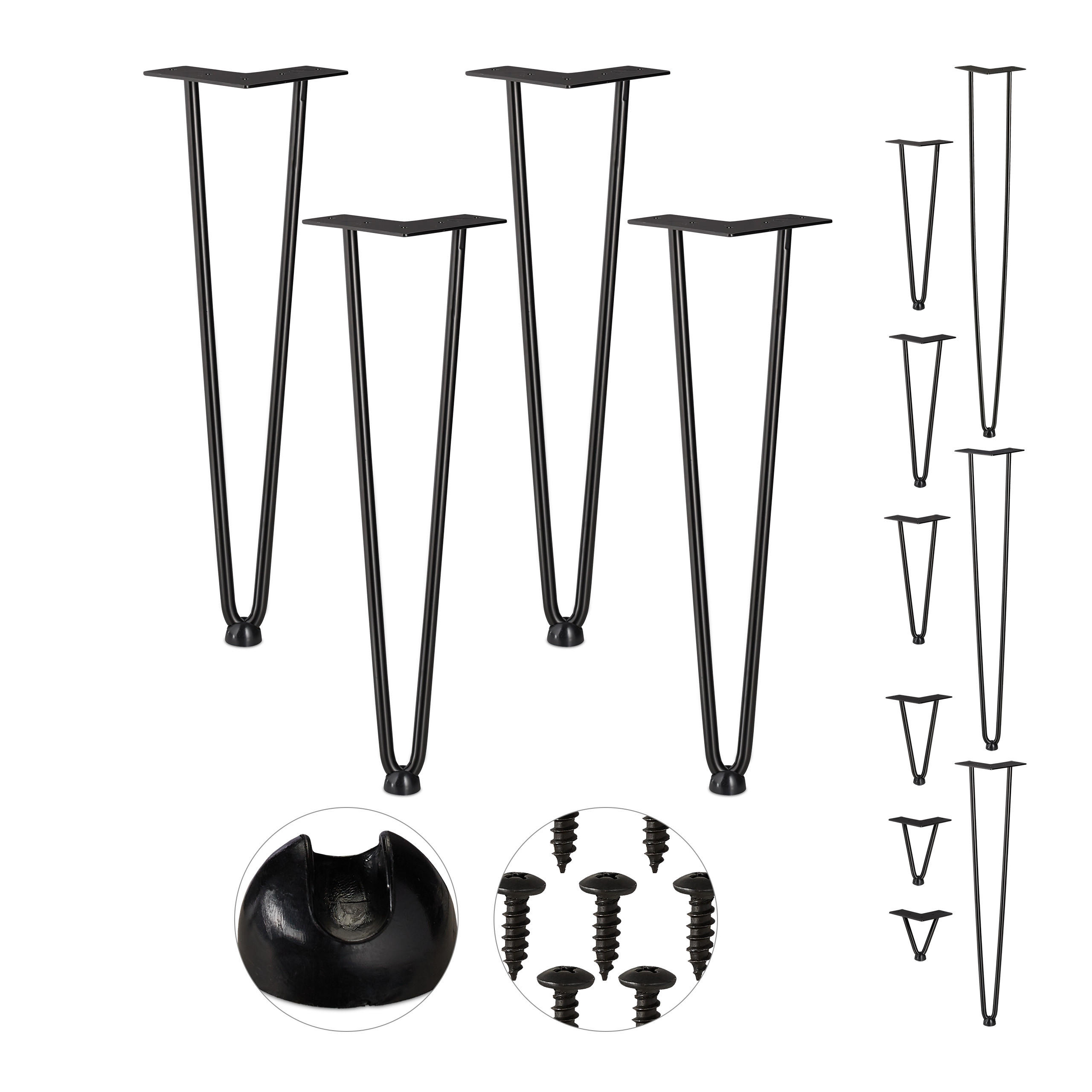 PICIOARE Negre set-de-4 Hairpin otel 45 cm