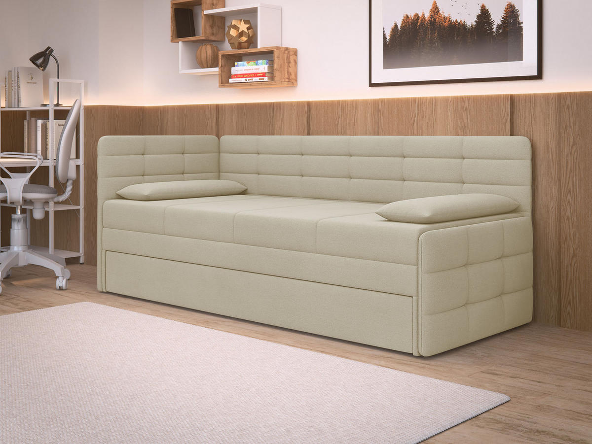 JUGENDBETT Sand - Schwarz/Naturfarben, Holz/Kunststoff (162/189cm) - MIRJAN24