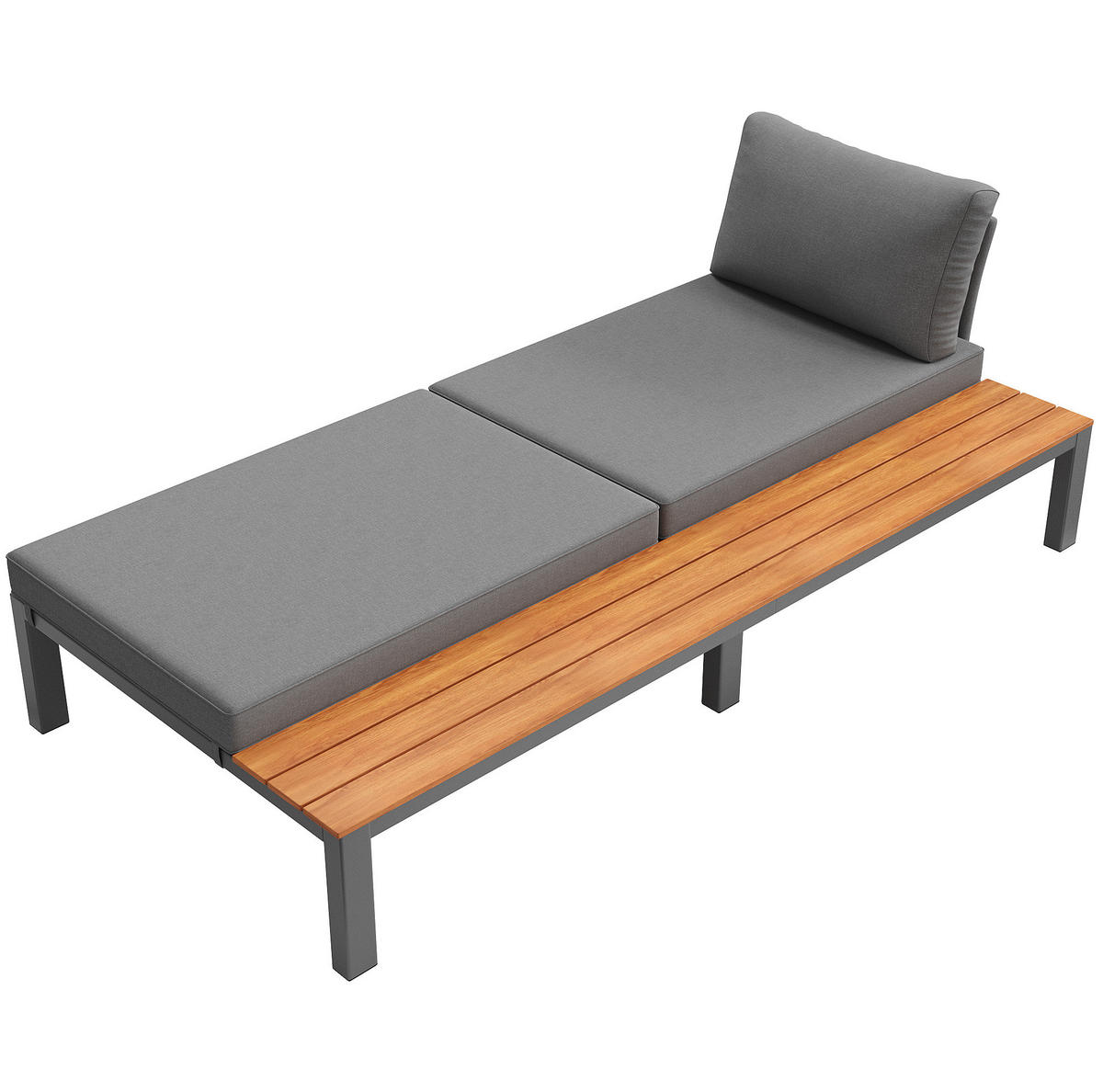 GARTENLOUNGE-SET 150/81,5/76 cm modular mit Akazienholz-Tischen und atmungsaktiven Kissen, Grau - Grau, Metall - Redom