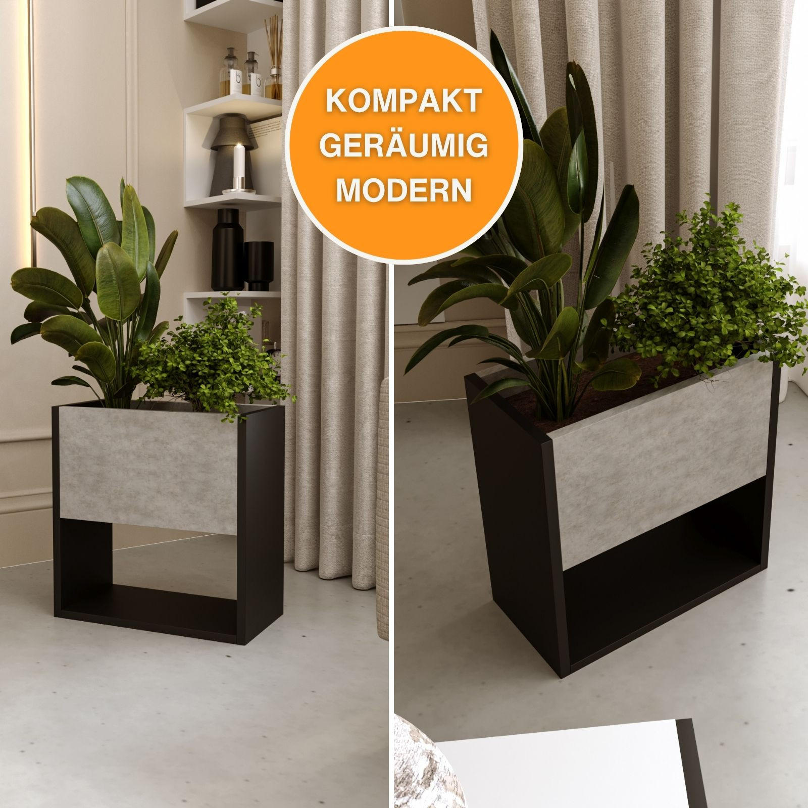 BLUMENKASTEN - Grau, Holzwerkstoff (23/45/65cm) - RAUMHIRSCH FURNITURE