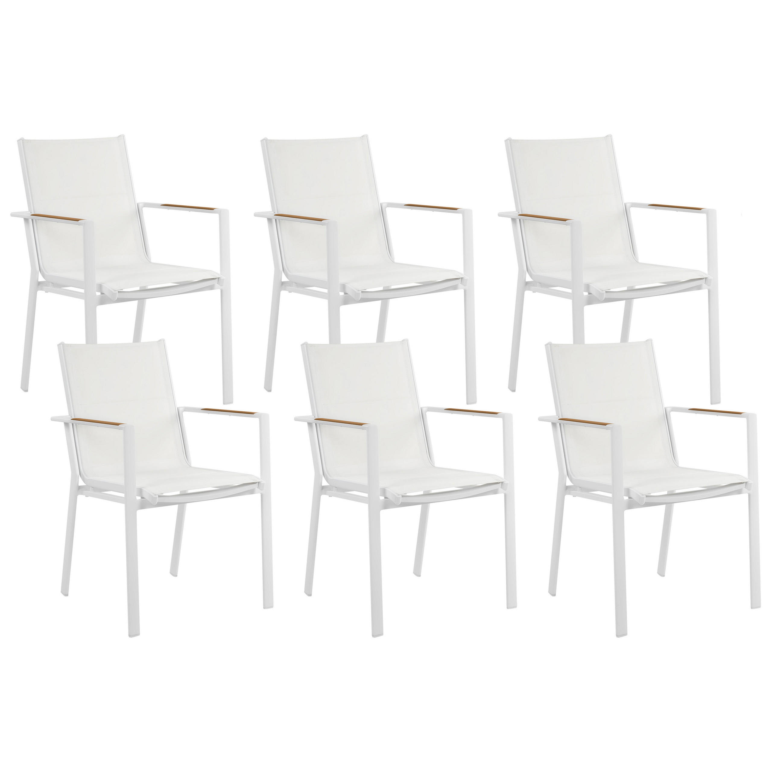GARTENSTUHL 6er-Set Metall Weiß Busseto - Hellbraun/Weiß, Metall (56/90/64cm) - Beliani