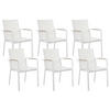GARTENSTUHL 6er-Set Metall Weiß Busseto - Hellbraun/Weiß, Metall (56/90/64cm) - Beliani