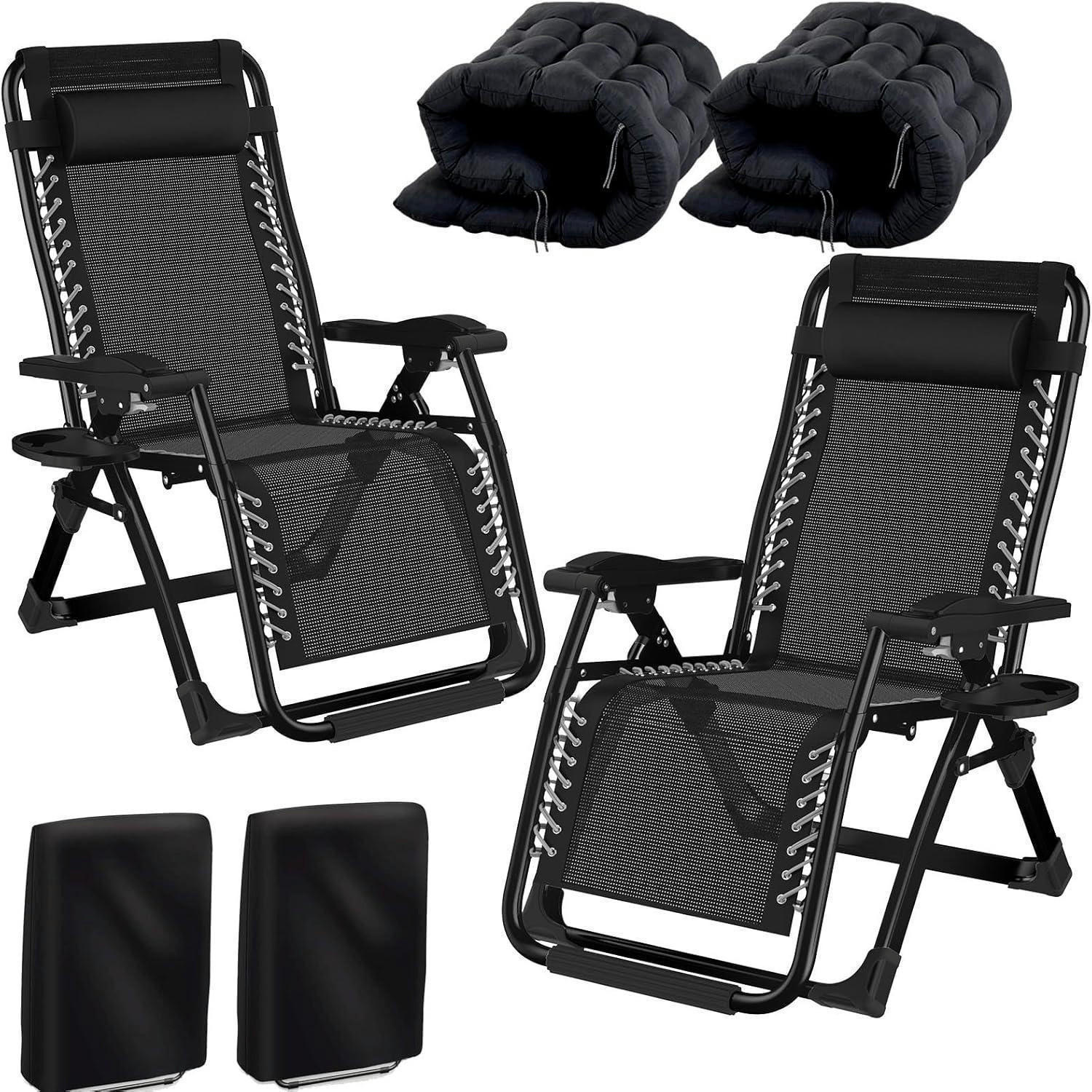 SONNENLIEGE 2er Set Schwarz 72 cm Breit - Schwarz, Metall (72/77/172.5cm)