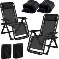 SONNENLIEGE 2er Set Schwarz 72 cm Breit - Schwarz, Metall (72/77/172.5cm)