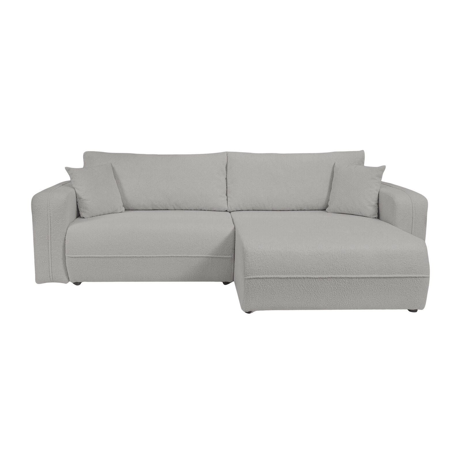 ECKSOFA Oreo L-Form Mit Bettkasten Und Schlaffunktion Quelle-Stoff Grau Rechts - Grau, Holz (247/143cm) - Kaiser Möbel
