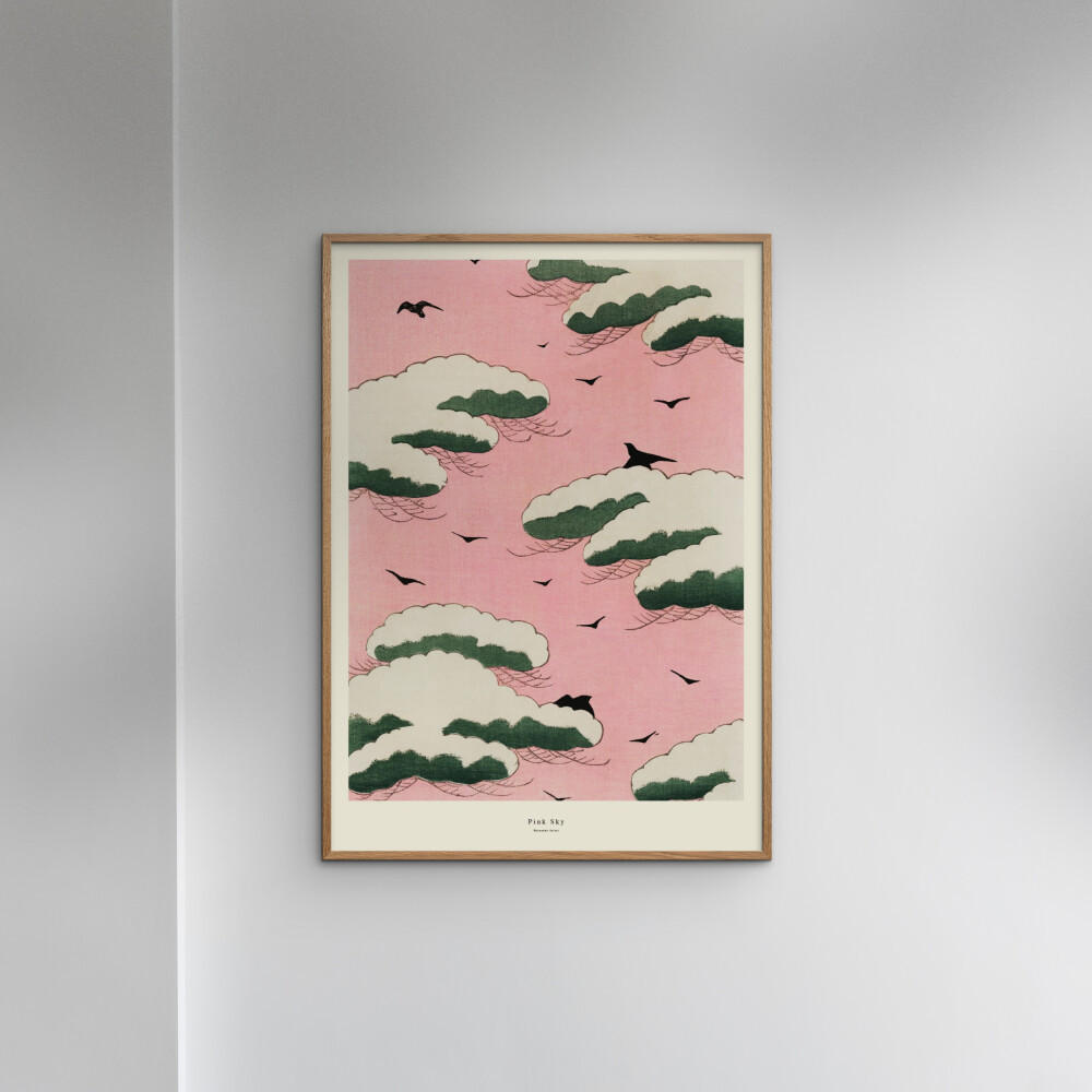 POSTER mit Rahmen A.P. Atelier - Pink Sky - Pink/Eichefarben, Holz/Papier (30/40cm) - Poster&Frame