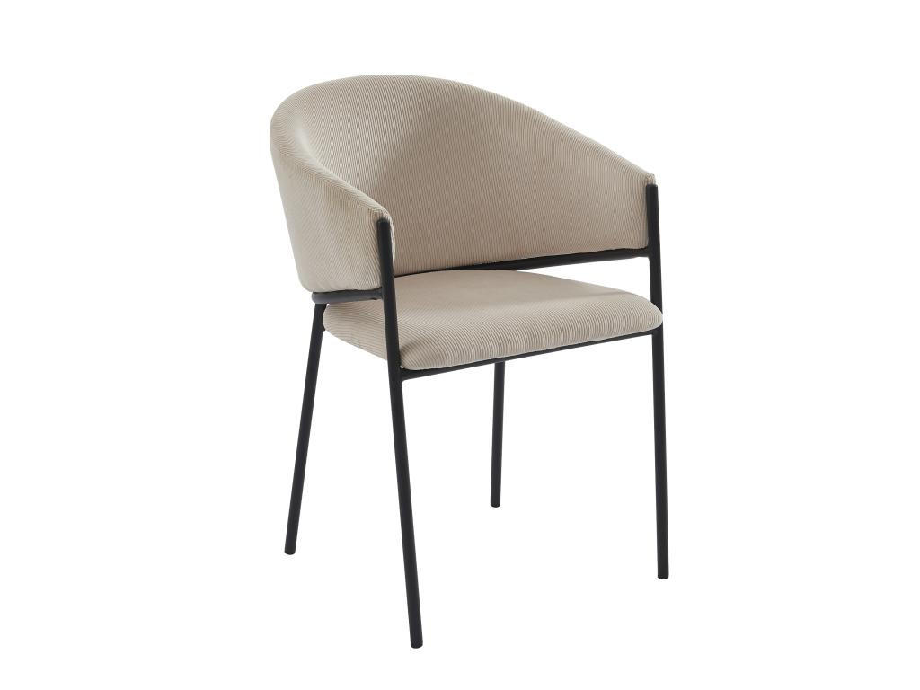 STUHL mit Armlehnen 6er-Set - Cord & Schwarzes Metall - Cremefarben - ORDIDA - Creme, Textil (61/80/53cm) - Pascal Morabito