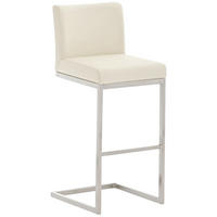 BARHOCKER Lederlook Creme - Edelstahlfarben/Creme, Textil/Metall (42/104/48cm) - CLP