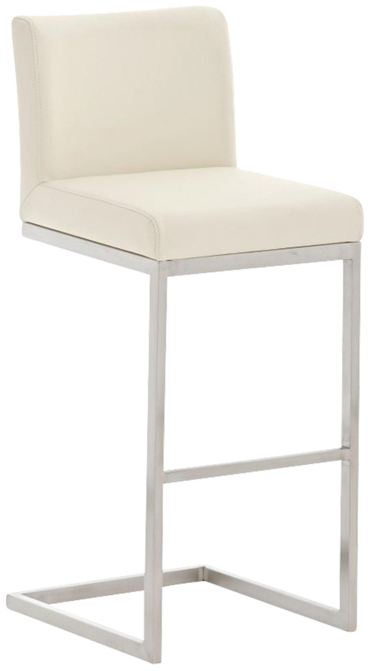 BARHOCKER Lederlook Creme - Edelstahlfarben/Creme, Textil/Metall (42/104/48cm) - CLP