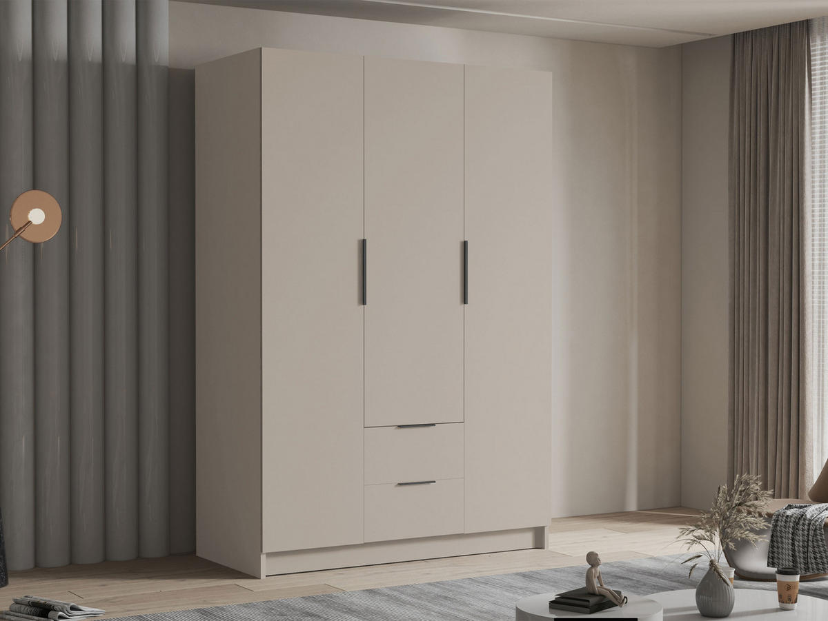 KLEIDERSCHRANK Calwi I - Kaschmir/Schwarz, Holzwerkstoff/Kunststoff (150/216/60cm) - MIRJAN24