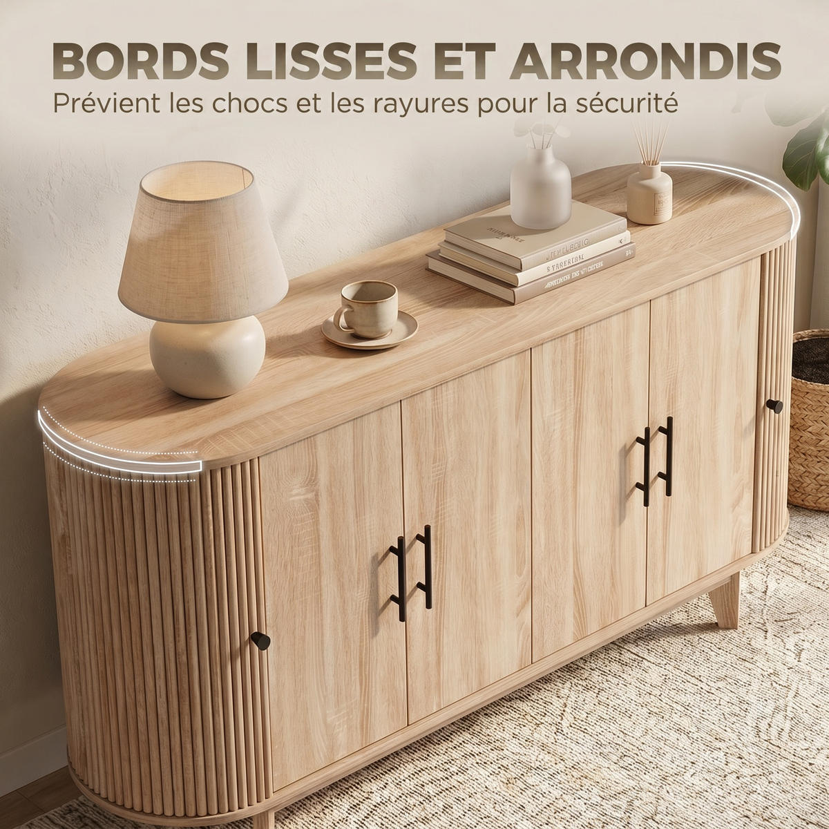 SIDEBOARD Eiche-Nachbildung, 4 Türen, 147/40/76 cm - Eichefarben, Holz (147/76/40cm) - PANGIVO