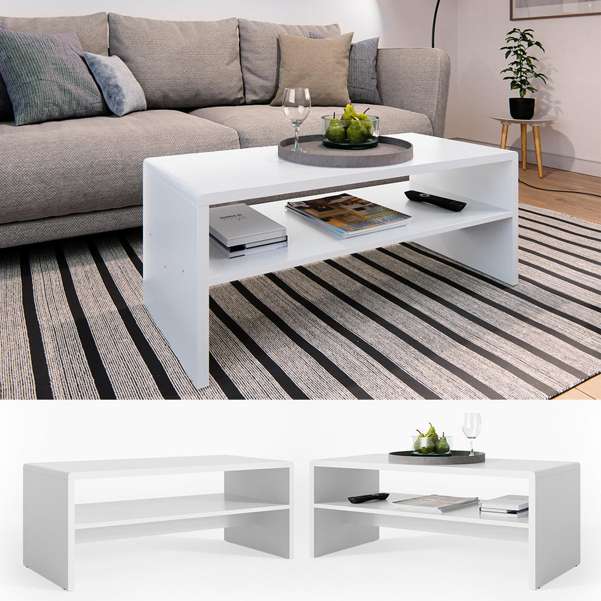 COUCHTISCH Weiß 99.6 x 39.8 cm - Weiß, Holzwerkstoff (39.8/99.6/40.1cm) - Vicco