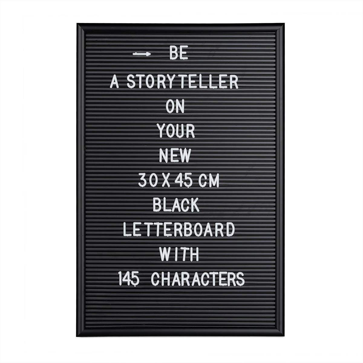 LETTERBOARD - Schwarz, Holzwerkstoff/Kunststoff (30/45/2cm) - Relaxdays