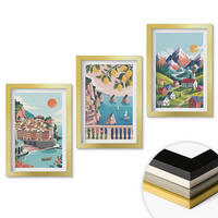 WANDBILDER 3er Set - 20x30 cm Goldrahmen - Farbenfrohe Berge und Städte - Goldfarben, Kunststoff (20/30cm) - ArtPrintCave