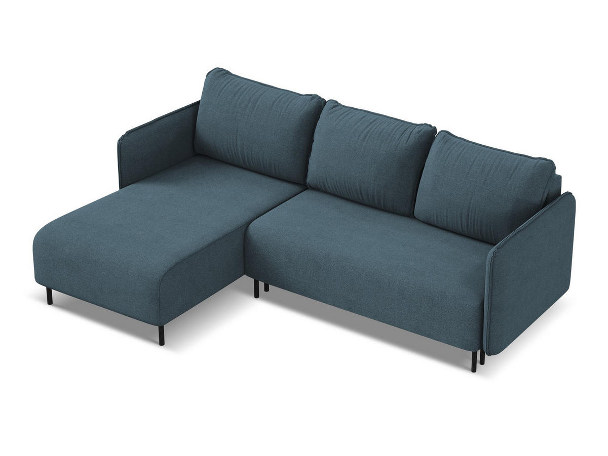 ECKSOFA mit Schlaffunktion Strukturstoff Stoff Blau - Blau/Blaugrau, Holz/Textil (162/236cm) - Makamii