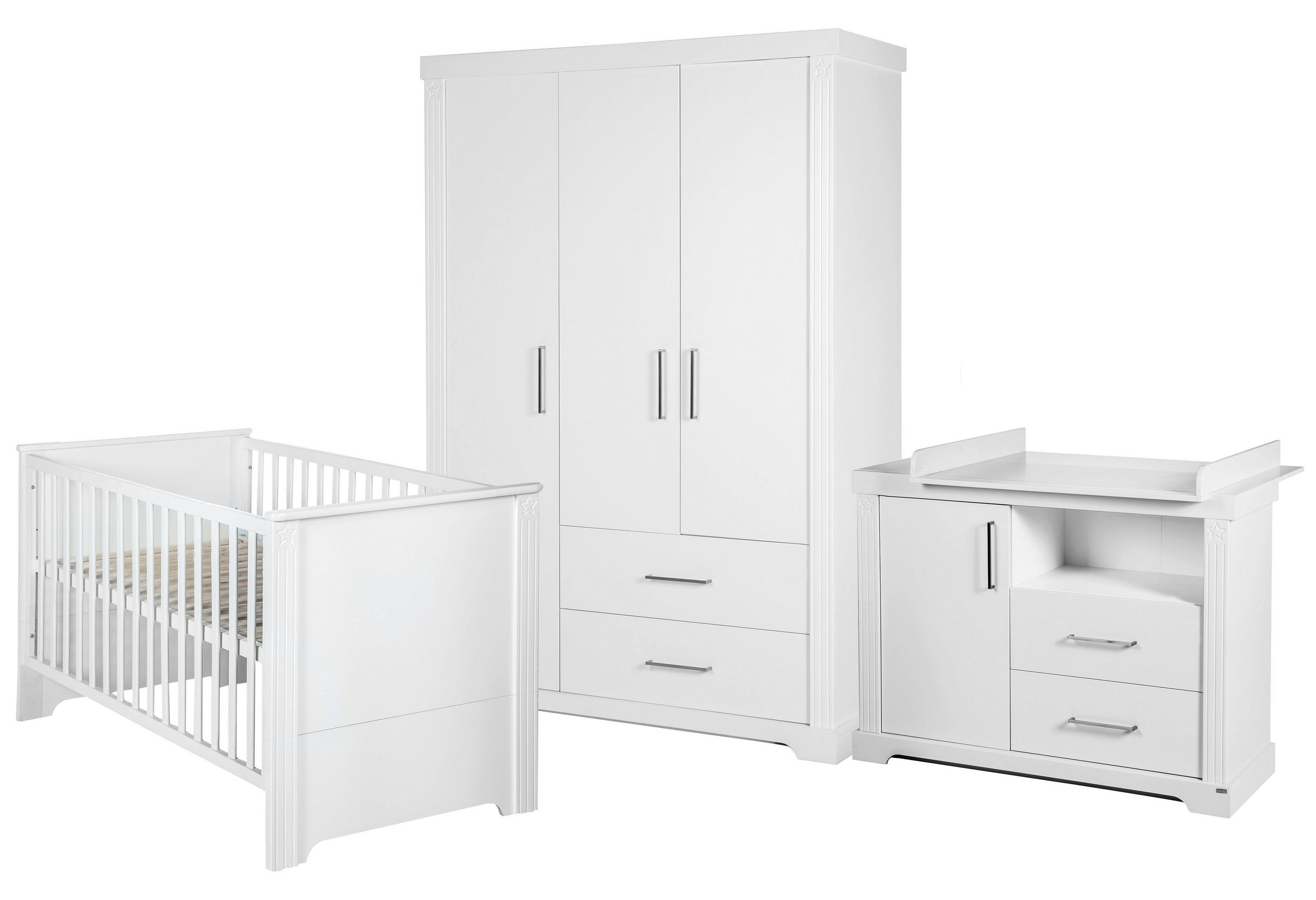 BABYZIMMER-SET Maxi 3-teilig - Weiß, Holzwerkstoff (78/83/143cm) - Roba