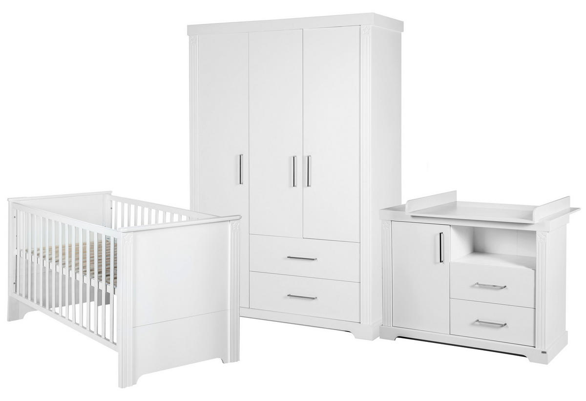 BABYZIMMER-SET Maxi 3-teilig - Weiß, Holzwerkstoff (78/83/143cm) - Roba