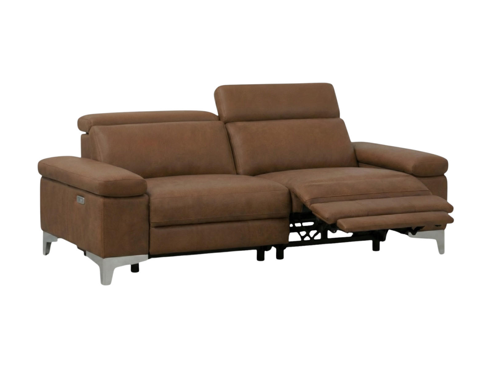 3-SITZER Sofa Talisman Echtleder mit 1 x Relaxfunktion Cognacbraun - Cognac, Leder/Metall (216/80/100cm)