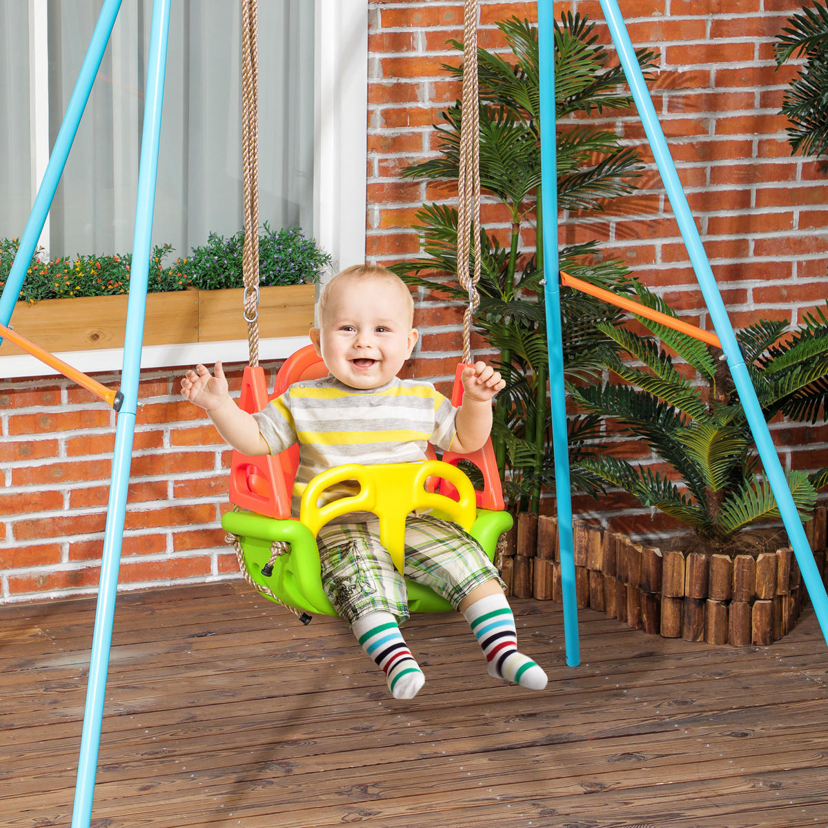 KINDERSCHAUKEL - Multicolor, Kunststoff (34/48cm) - Outsunny