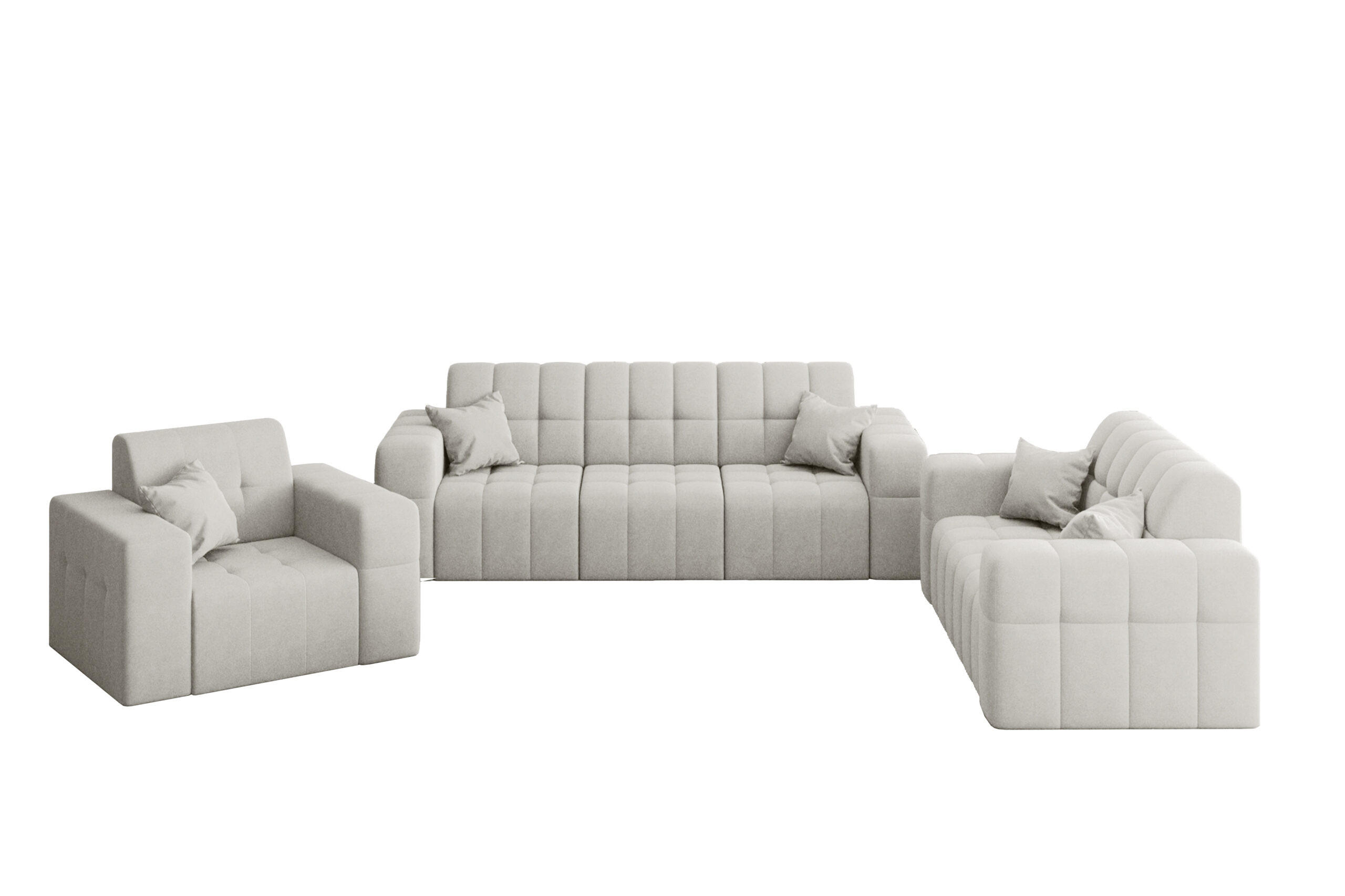 SITZGARNITUR NIMES 3-2-1 Stoff Portland Weiß - Weiß, Holz/Textil (92/82/245cm) - Kaiser Möbel
